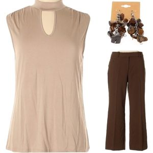 Jennifer Lopez Sleeveless Keyhole Blouse